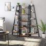 Homfa 5-Tier Corner Shelf, Free Standing Ladder Shaped Plant Flower Stand Rack Bathroom Storage Tower Industrial Style Utility Organizer Wood Look Accent Metal Frame Modern Furniture Home Office