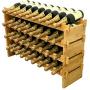 DECOMIL - 36 Bottle Stackable Modular Wine Rack Wine Storage Rack Solid Bamboo Wine Holder Display Shelves, Wobble-Free (Four-Tier, 36 Bottle Capacity)