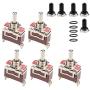 ESUPPORT Silver Contact Heavy Duty 20A 125V 15A 250V SPST 3 Terminal Pin (ON)-OFF-(ON) Momentary Rocker Toggle Switch Metal Bat Pack of 5