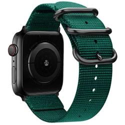 Misker Nylon Band Compatible with Apple Watch Band 44mm 42mm 40mm 38mm,Breathable Sport Strap with Metal Buckle Compatible with iwatch Series 5/4/3/2/1 (Blackish Green, 42mm/44mm)