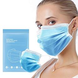 Adult Disposable Face Masks 50 Pack, 3 Ply Face Masks with Metal Nose Wire Breathable Comfortable Face Masks for Women Mouth Cover, Winter Safety Mask Wholesale for Outdoor Office School Supplies