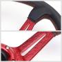 Black Leather/Red 3 Spokes/Red Stitch and Stripe 3.50'' Deep Dish 70mm 6-Bolt Pattern 320mm (12.60'' Inches) Steering Wheel