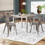 Metal Dining Chairs Set of 4 Patio Chiar Indoor Outdoor Metal Chairs Kitchen Metal Chairs 18 Inch Seat Height Restaurant Chair 330LBS Weight Capacity Tolix Side Metal Stackable Bar Chairs