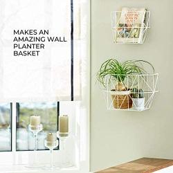 Wall Hanging Fruit Basket - Farmhouse Wall Mounted Fruit Basket Set (of 2 White) for use as Fruit or Produce Basket, Wall Planter, Wall Organizer Unit / Wire Baskets for Pantry