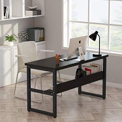 Tribesigns 55 Inches Computer Desk with Bookshelf Works as Office Desk Study Table Workstation for Home Office (55‘’, All Black)