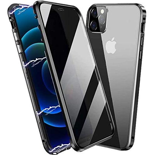 Techicon Privacy Magnetic Case Compatible with iPhone 12 Pro Max, Anti Peep Magnetic Adsorption Privacy Screen Protector Double Sided Tempered Glass Metal Bumper Frame Anti Peeping Anti-Spy Phone Case