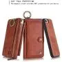 JAZ iPhone 8 Wallet Case / iPhone 7 Wallet Case - Multi-Function Wristlets Zipper Purse Detachable Magnetic 14 Card Slots Money Pocket Clutch Leather Wallet Case for Apple iPhone 8 / 7 / 6S / 6 Brown