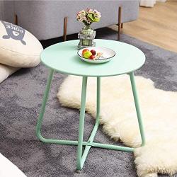 Grand patio Round Metal Side/End Table, Steel Patio Coffee Table for Bistro, Porch, Weather Resistant Outside Table Small (Mint Green)