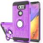 LG V35 Case,LG V35 ThinQ / V30 / LG V30S / LG V30 Plus Case with HD Phone Screen Protector,Ymhxcy 360 Degree Rotating Ring & Bracket Dual Layer Resistant Back Cover for LG V30 +ZH Purple