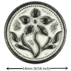 Bezelry 12 Pieces Gentianaceae Flower Metal Shank Buttons. 14mm (9/16 inch) (Gunmetal White Patina)