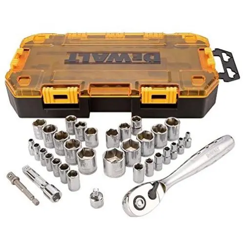 DEWALT (DWMT73804) Socket Set, 3/8-Inch Drive, SAE/Metric, 34-Piece DEWALT (DWMT73804) Socket Set, 3/8-Inch Drive, SAE/Metric, 34-Piece