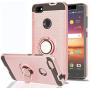 ZTE Blade X Z965 Case with HD Screen Protector,Ymhxcy 360 Degree Rotating Ring & Bracket Rubber Dual Layer Shock Bumper Resistant Back Cover for ZTE Blade X Z965-ZH Rose Gold