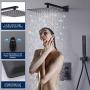 Tenfe Shower System with 10 Inches Rain Shower Head and Square Handheld Spray, Matte Black Wall Mounted Rainfall Showerhead Combo Set (Contain Brass Rough-in Valve Body and Trim)