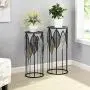 FirsTime & Co. Loraina Leaves Outdoor Plant Stand 2-Piece Set, American Crafted, Black, 12.5 x 12.5 x 27.5 ,