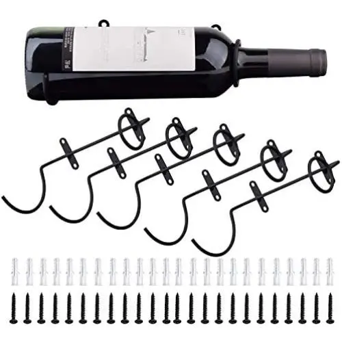 Mocoum 6 Pack Wall Mounted Wine Racks - Red Wine Bottle Display Holder with Screws, Metal Hanging Wine Rack Organizer for Beverages/Liquor Bottles Storage (6 pack, towards the Right) Mocoum 6 Pack Wall Mounted Wine Racks - Red Wine Bottle Display Holder with Screws, Metal Hanging Wine Rack Organizer for Beverages/Liquor Bottles Storage (6 pack, towards the Right)