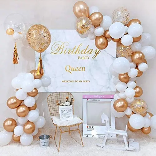 16 FT Pearl White & Golden Confetti Ballons Arch & Garland Kit, 94 Pcs White and Gold Latex Balloon Garland, Wedding Balloons, Balloons Baby Shower DIY Decorations 16 FT Pearl White & Golden Confetti Ballons Arch & Garland Kit, 94 Pcs White and Gold Latex Balloon Garland, Wedding Balloons, Balloons Baby Shower DIY Decorations