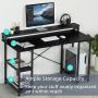 Sedeta Computer Desk with Storage Shelves and Hutch, 55 inch Office Desk with Printer Monitor Shelf CPU Stand, Large Computer Table, Studying Writing Desk Workstation for Home Office, Black