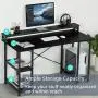 Sedeta Computer Desk with Storage Shelves and Hutch, 55 inch Office Desk with Printer Monitor Shelf CPU Stand, Large Computer Table, Studying Writing Desk Workstation for Home Office, Black