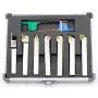 OSCARBIDE 3/8'' Shank 7 Pieces/Set,Indexable Lathe Turning Tool Holder CNC Heavy-Duty Nickel Plated Lathe Bit Set for Turning Grooving Threading with Tin Coated Carbide Inserts
