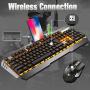 Rechargeable Keyboard and Mouse,Suspended Keycap Mechanical Feel Metal Panel Gaming Keyboard Mouse Combo,3800mAh Large Capacity Lithium Battery,Anti-ghosting (Black)