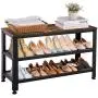 APICIZON Shoe Bench, Metal Shoe Rack Bench with 2 Mesh Shelves, Industrial Storage Bench for Entryway, Hallway, Mudroom, Rustic Brown, 31.5 Inch APICIZON Shoe Bench, Metal Shoe Rack Bench with 2 Mesh Shelves, Industrial Storage Bench for Entryway, Hallway, Mudroom, Rustic Brown, 31.5 Inch