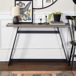 Walker Edison Anastiasia Urban Industrial Metal Wrap Entry Table, 46 Inch, Grey