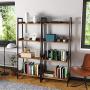 IRONCK Industrial Bookshelf 4-Tier, Bookcase 60'' H Ladder Shelf, Storage Shelves Rack Shelf Unit, Accent Furniture Metal Frame, Home Office Furniture for Bathroom, Living Room, Vintage Brown