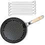 KYNZER BBQ Folding Grill Pan- Heavy Duty Metal - Shrimp, Vegetables, Meat - Smoky Flavor - Bonus Metal BBQ Skewers. Camping Cookware-Kabob-Grill Pan with Folding Handle