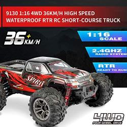 Hosim 1:16 Scale 4WD 36km/h High Speed RC Truck 9135 Remote Control RC Car 2.4Ghz Radio Controlled Off-Road RC Monster Truck RTR Hobby Car Buggy for Kids Adults (Red)