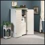 Sauder Harbor View Craft and Sewing Armoire with Table, Antiqued White finish