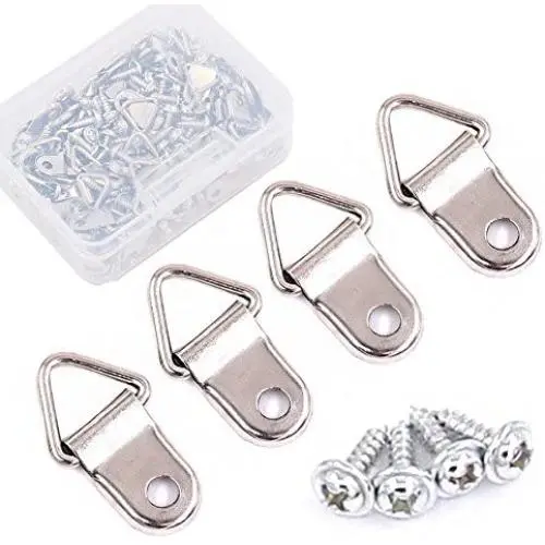 110 Pcs Triangle Ring Picture Hangers Shape Nail Non-Trace Hangers Single Hole with Screws for Home Decoration Creative Picture with Transparent Box 110 Pcs Triangle Ring Picture Hangers Shape Nail Non-Trace Hangers Single Hole with Screws for Home Decoration Creative Picture with Transparent Box