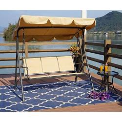 Kozyard Belle 3 Person Outdoor Patio Swing with Strong Weather Resistant Powder Coated Steel Frame and Textilence Seats