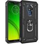 Military Grade Drop Impact for Motorola Moto G7 Power Case Moto G7 Supra Case 360 Metal Rotating Ring Kickstand Holder Magnetic Car Mount Armor Shockproof Cover for Moto G7 Power Phone Case (Black)