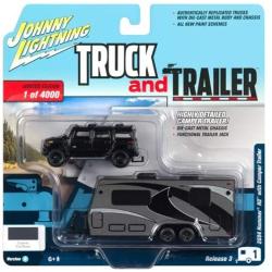 2004 Hummer H2 Black with Gunmetal Camper Trailer Limited Edition to 4,000 Pieces Worldwide Truck and Trailer Series 3 1/64 Diecast Model Car by Johnny Lightning JLSP037 A