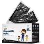 WeCare Kids Face Masks 50 Pack, Black, Individually Wrapped, Disposable, 3 Ply