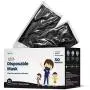 WeCare Kids Face Masks 50 Pack, Black, Individually Wrapped, Disposable, 3 Ply