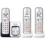 PANASONIC Expandable Cordless Phone System with Link2Cell Bluetooth, Voice Assistant, Answering Machine and Call Blocking - 3 Cordless Handsets - KX-TGD563A (Navy Blue/White)