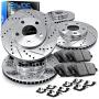 For 2011-2015 Honda CR-Z R1 Concepts eLine Front Rear Drill/Slot Brake Rotors Kit + Ceramic Brake Pads