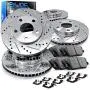 For Nissan Xterra, R1 Concepts eLine Frontier R1 Concepts eLine Front Rear Drill Slot Brake Rotors Kit + Ceramic Pads