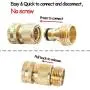 HQMPC Garden Hose Quick Connect Solid Brass Quick Connector Garden Hose Fitting Water Hose Connectors 3/4 inch GHT (4Sets)