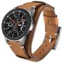 Leotop Compatible with Samsung Galaxy Watch 42mm/Galaxy Watch 3 41mm/Active 40mm/Active 2 40mm 44mm/Gear S2 Classic Bands 20mm Replacement Genuine Leather Cuff Strap with Metal Buckle Men Women(Brown)