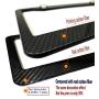 Aootf License Plate Frame Carbon Fiber - 2Pc Black Stainless Steel Plate Frames Printed Carbon Pattern with Stainless Steel Plate Screws and Black Carbon & Chrome Caps