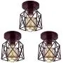 Tipace Industrial Vintage Semi-Flush Mount Ceiling Light, Rustic Metal Cage Close to Ceiling Light Fixture Brown for Hallway Stairway Bedroom Kitchen Farmhouse 3 Pack (Bulbs Not Included) Tipace Industrial Vintage Semi-Flush Mount Ceiling Light, Rustic Metal Cage Close to Ceiling Light Fixture Brown for Hallway Stairway Bedroom Kitchen Farmhouse 3 Pack (Bulbs Not Included)