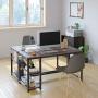 HOMECHO Industrial Computer Desk with 2 Shelves, 55 inch Writing Desk with Storage, Wood Laptop Study Table with Headphone & Cup Holder for Home Office, Sturdy Metal Frame, Easy Assembly, Dark Brown