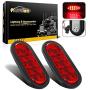 Partsam 2Pcs 6 Inch Oval Trailer Tail Lights Red 10 LED, 6'' Inch Red Oval Led Stop Turn Tail Lights Sealed with Lights, Grommets and Wire Pigtails for Truck Trailer (Turn, Stop, Brake and Tail Light)