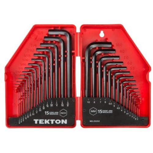 TEKTON Hex Key Wrench Set, 30-Piece (.028-3/8 inch, 0.7-10 mm) | 25253