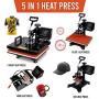 15''x15'' TUSY Heat Press Machine Pro 5 in 1 Heat Transfer Press Machine Swing Away 360 Degree Rotation Digital Industrial Sublimation Printing for T-Shirt/Hat/Mug/Plate