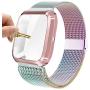 Maxjoy Compatible with Fitbit Versa Bands, Versa 2 Stainless Steel Metal Band Mesh Replacement Bracelet Wristband with Protective Case Compatible with Fitbit Versa 2 1 Watch, Colorful