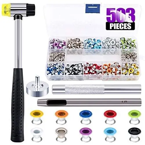 Swpeet 500Pcs 10 Colors 3/16 inch Metal Grommets Kit with Rubbe Lightweight Soft Mallet, Multi-Color Metal Eyelets Kits with Installation Tools for Gunsmithing Tools Leather Crafts Jewelry Wood Swpeet 500Pcs 10 Colors 3/16 inch Metal Grommets Kit with Rubbe Lightweight Soft Mallet, Multi-Color Metal Eyelets Kits with Installation Tools for Gunsmithing Tools Leather Crafts Jewelry Wood