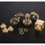 DMaos Fidget Cube Spinner, Linkage 4 Gears Figity Spin Finger Games, Metal Brass with Super Smooth Bearings, Durable Mechanics Romoveable, Small Figit Toy for Adults Kids - Gold